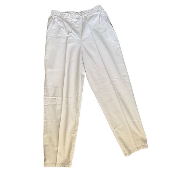 Chic women’s 6 petite pull in high rise 90’s cream pants stretchy waist khaki 10 - Picture 2 of 6